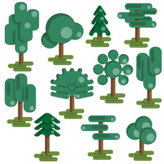 Sticker - Set of trees. Isolated on white background. Vector illustration.