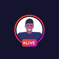 Wall Mural - Live stream with a man, vector