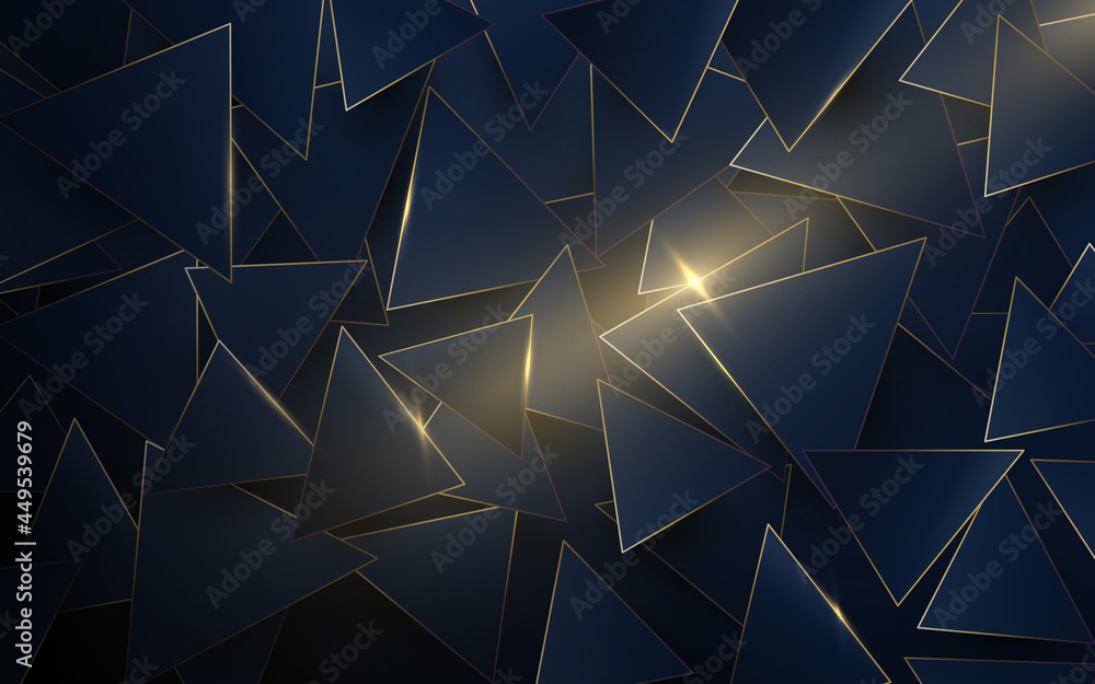 Abstract polygonal pattern luxury dark blue with gold background ...