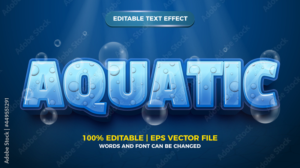 Editable text effect - Aquatic cartoon style 3d template Stock Vector ...