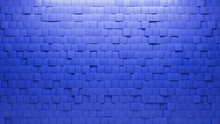 Polished, Futuristic Wall Background With Tiles. Blue, Tile Wallpaper With Square, 3D Blocks. 3D Render