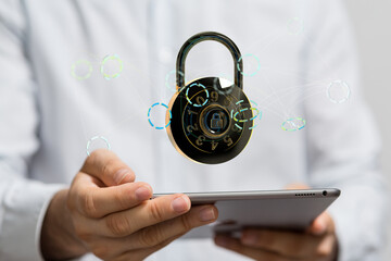 Fototapete - ybersecurity and information or network protection