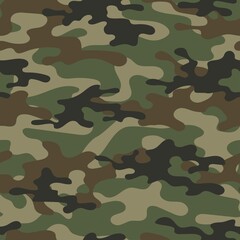 Poster - Camouflage texture seamless pattern with green grid. Abstract modern endless military bacnground for fabric and fashion textile print. Vector illustration.