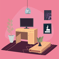 Sticker - desk and tv scene