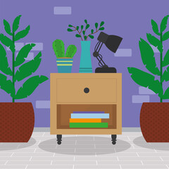 Poster - drawer and houseplants scene