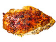 Roast chicken with cumin. Isolated piece of the roasted chicken with hot spicy rough crust.
