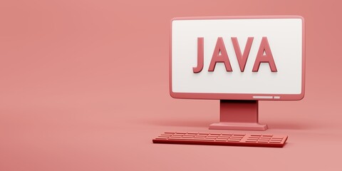 Java programming concept, 
Desktop computer with java inscription on the screen