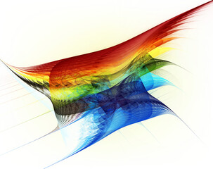 Abstract of rainbow wave patterns on a white background