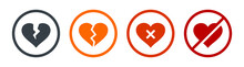 Broken Heart Icon Shape. Divorce Symbol