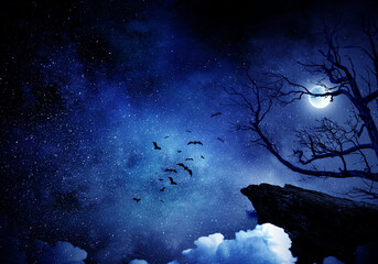 Wall Mural - spooky night image . mixed media