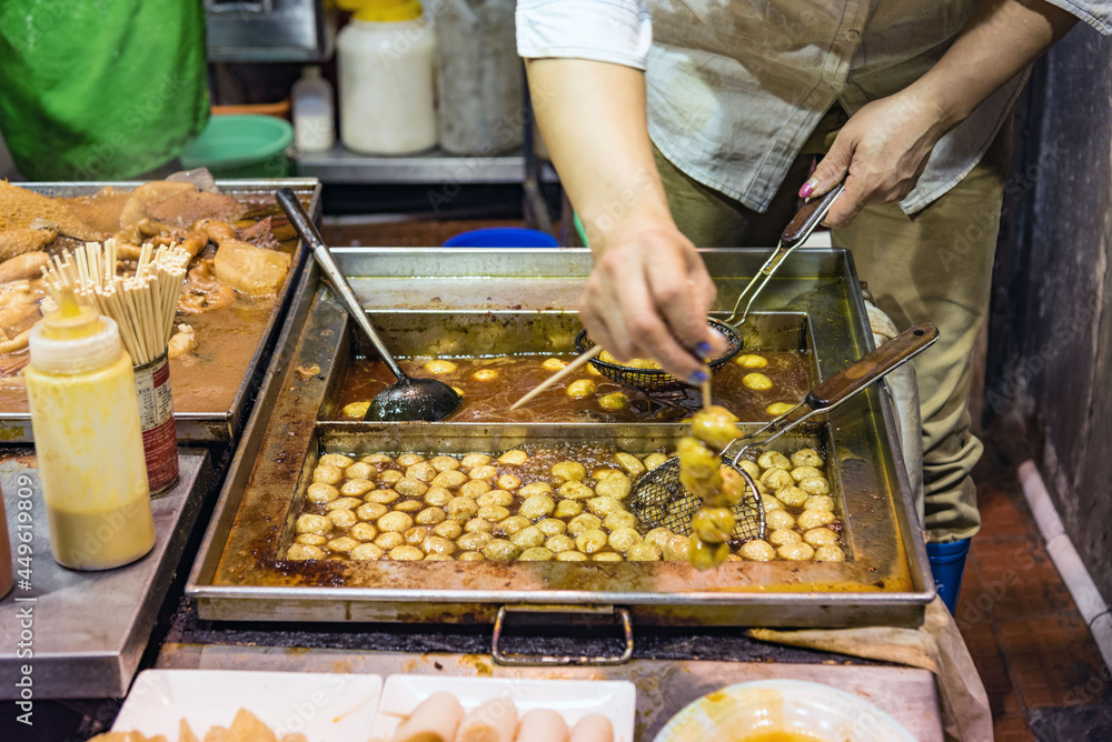 Street food stall at night in Hong Kong Stock Photo | Adobe Stock