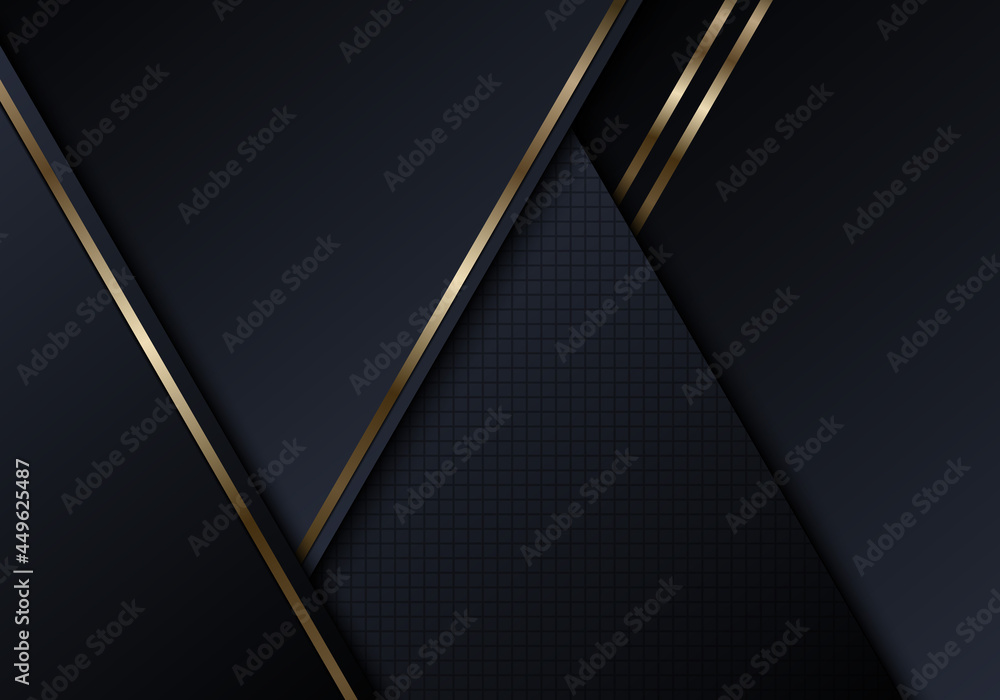 Abstract black triangles shapes with shiny golden lines background ...