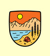 Camp in Grand Teton National Park for t-shirt Design, tee design , patch emblem badge design