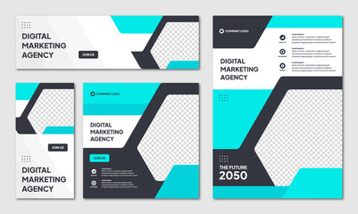 Wall Mural - set of editable instagram post template modern background. promotional web banner for company busine