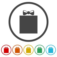 Sticker - Gift box with bow ribbon ring icon