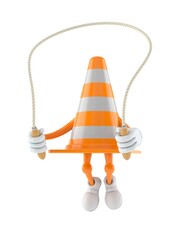 Sticker - Traffic cone character jumping on jumping rope