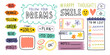 Diary bullet cute journal border elements. Note icon, sticker for school. Vector illustration