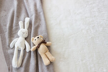 Flat Lay Photo Of Cute Newborn Baby Accessories And Toys	
