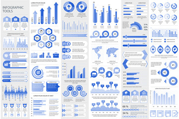 Wall Mural - Bundle infographic elements data visualization vector design template. Can be used for steps, business processes, workflow, diagram, flowchart concept, timeline, marketing icons, info graphics.