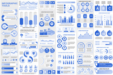 Poster - Bundle infographic elements data visualization vector design template. Can be used for steps, business processes, workflow, diagram, flowchart concept, timeline, marketing icons, info graphics.