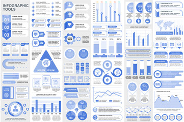 Poster - Bundle infographic elements data visualization vector design template. Can be used for steps, business processes, workflow, diagram, flowchart concept, timeline, marketing icons, info graphics.