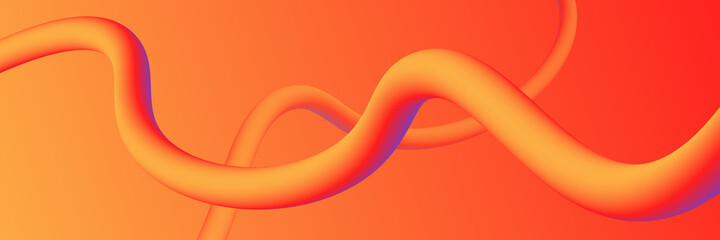 Wall Mural - abstract background vector. futuristic background design with 3d wave shapes on bright orange and pu