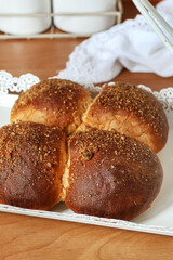 Canvas Print - Homemade sweet buns on the table.