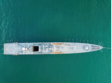 Russian Military Ship In Sevastopol Bay At Navy Day, Top View