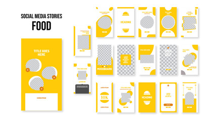 Sticker - Set of editable social media instagram stories food design vector template ai & eps 10