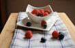 Red Raspberries and Blueberries 