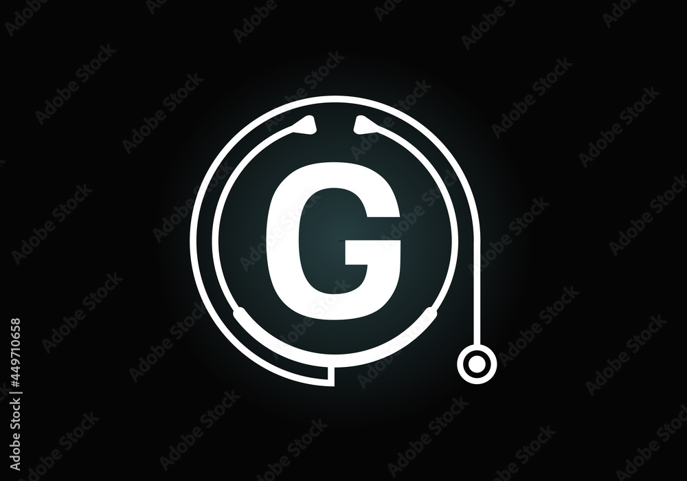 Initial G monogram alphabet with doctor stethoscope. Vector stethoscope ...