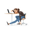 © toonbundles - 3d exhausted cartoon woman leaning on her desk