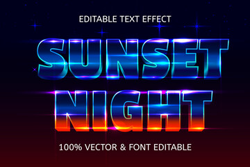 sunset night style retro editable text effect