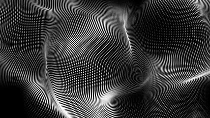 Canvas Print - dot white black wave technology texture background. abstract big data digital concept. 3d rendering.