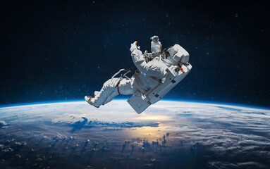 Leinwandbilder - Astronaut on orbit of Earth. Planet Earth. Sky and clouds. Stratosphere. View from ISS. Elements of this image furnished by NASA
