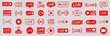 Set of live streaming icons. Set of video broadcasting and live streaming icon. Button, red symbols for TV, news, movies, shows - for stock