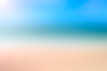 Aufkleber - Abstract sea background. Abstract tropical sandy summer beach background with bokeh lights on light blue sky and sun. Beautiful texture. Space.
