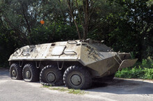 Soviet Amphibious Armored Personnel Carrier, BTR-60P. Destroyed Military Equipment.