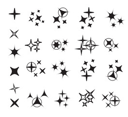 Wall Mural - sparkles line icons. black sparkles symbols vector