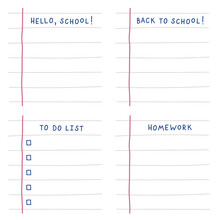 Vector Set Of Sticker Notes With 1 September And Back To School Theme. Lists With Handwritten Lettering. Cute Sticker Notepads: Ruled Paper, To Do List, Notes, Tasks.