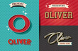 name Oliver in various Retro graphic design elements, set of vector Retro Typography graphic design illustration
