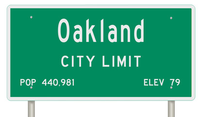 Wall Mural - Rendering of a green California highway sign with city information