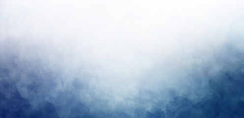 Wall Mural - blue watercolor border on white background, gradient texture and color in cloudy sky or foggy haze d