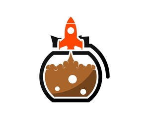 Sticker - Coffee pot with rocket gliding inside