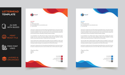Wall Mural - Abstract Letterhead Design Template , Print Ready A4 Size Fully editable Letterhead Design