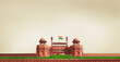 RED FORT DELHI INDIA WITH INDIA FLAG FLYING HIGH  with copy space