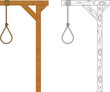 Gallows. Illustration for history lessons. Place of execution in the Middle Ages. Flat design.