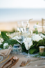 Wall Mural - Table setting at a luxury wedding and Beautiful flowers on the table.