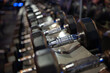 © satit - Rows of dumbbells on a rack in the fitness or gym.