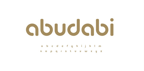 minimal elegant font lowercase alphabet. rounded angles letter set bauhaus fashion style type. golde